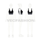 Womens deep neck tank flat sketch, croqui sketch