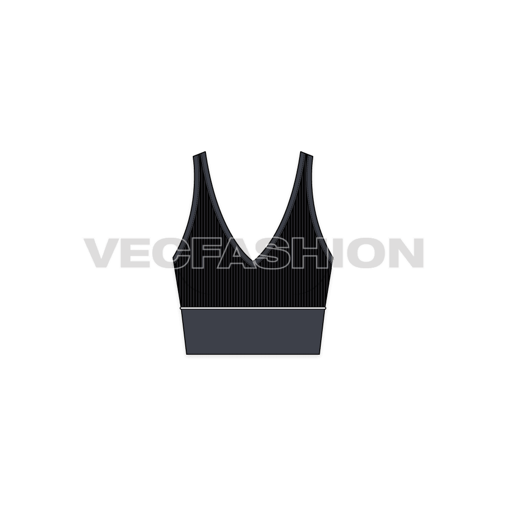 Womens deep neck tank flat sketch, front view