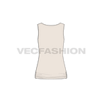 Womens deep neck top flat sketch, back view