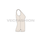 Womens deep neck top flat sketch, side view