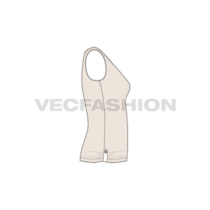 A deep neckline Women's Fashion Top with Epaulet Straps on sides enclosed with button fastenings. The epaulet detail is creating a gathering effect to make a cool Top.