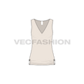 Womens deep neck top flat sketch, front view