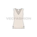 Womens deep neck top flat sketch, front view