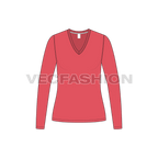 Womens deep v-neck shirt flat sketch, front view