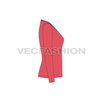 Womens deep v-neck shirt flat sketch, side view