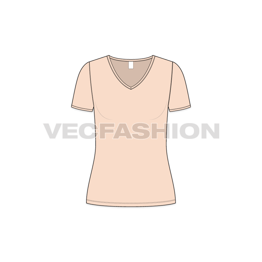 Women's Deep V-neck T-shirt vector apparel template