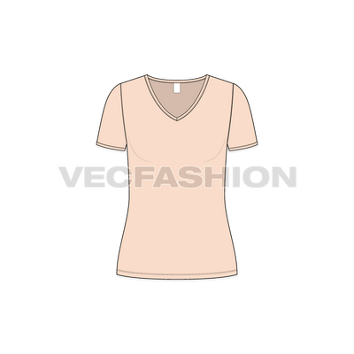 Women's Deep V-neck T-shirt vector apparel template