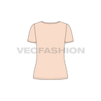Womens deep v-neck t-shirt flat sketch, back view