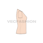 Womens deep v-neck t-shirt flat sketch, side view