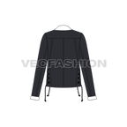 Women's Denim Jacket flat sketch, back view