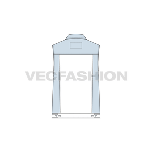 A vector template for Women's Denim Vest. It has a streetwear look with distress front yoke. The contrast red colored yoke and white denim giving it a very special effect. 