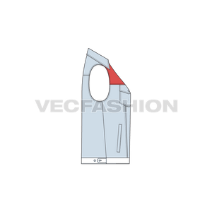 A vector template for Women's Denim Vest. It has a streetwear look with distress front yoke. The contrast red colored yoke and white denim giving it a very special effect. 