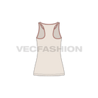 Womens double racerback sport tank flat sketch, back view