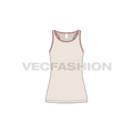 Womens double racerback sport tank flat sketch, front view