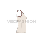 Womens double racerback sport tank flat sketch, side view