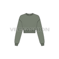 Womens drop shoulder crop sweatshirt flat sketch, front view