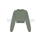 Womens drop shoulder crop sweatshirt flat sketch, front view