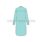 Womens drop shoulder long shirt flat sketch, back view