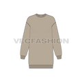 Womens drop shoulder long sweatshirt flat sketch, front view