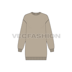 Womens drop shoulder long sweatshirt flat sketch, front view
