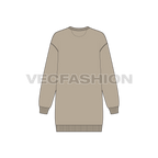 Womens drop shoulder long sweatshirt flat sketch, back view