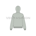 Womens drop shoulder pullover hoodie flat sketch, back view
