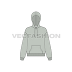 Womens drop shoulder pullover hoodie flat sketch, front view