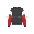 Womens drop shoulder sport sweatshirt flat sketch, front view