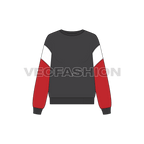 Womens drop shoulder sport sweatshirt flat sketch, front view