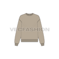 Womens drop shoulder sweatshirt flat sketch, front view