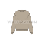 Womens drop shoulder sweatshirt flat sketch, front view