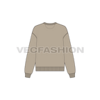 Womens drop shoulder sweatshirt flat sketch, back view