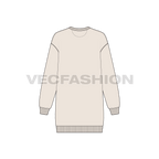 Womens drop shoulder v-neck sweatshirt flat sketch, back view