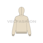 Womens drop shoulder zipper hoodie flat sketch, back view