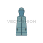 Women's Duck Egg Blue Puffer Vest flat sketch, front view