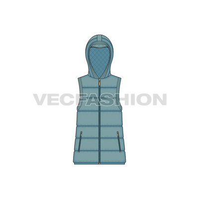 This is a vector fashion template for Women Duck Egg Blue Puffer Vest, inspired from the latest vintage fashion trends. This color is my recent source of inspiration and here I am with an amazing true vector file. 