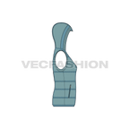 Women's Duck Egg Blue Puffer Vest flat sketch, side view