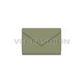 Womens envelop purse flat sketch, view 1