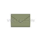Womens envelop purse flat sketch, view 1
