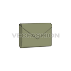 Womens envelop purse flat sketch, view 4