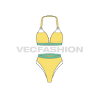 Womens fashion bikini set flat sketch, front view