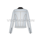 Women's Fashion Moto Jacket flat sketch, back view