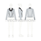 Women's Fashion Moto Jacket flat sketch, croqui sketch