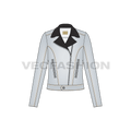 Women's Fashion Moto Jacket flat sketch, front view