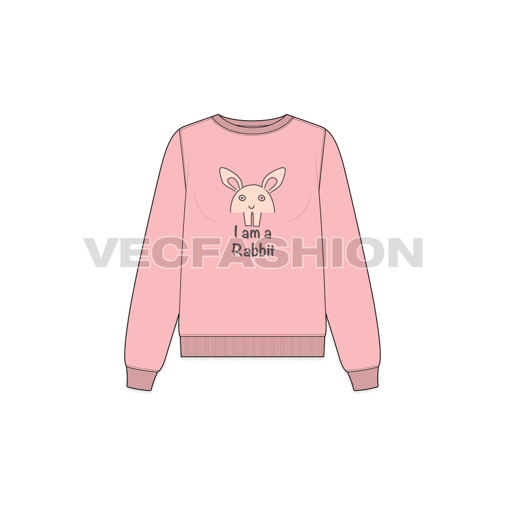 Womens fashion sweatshirt flat sketch, front view