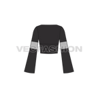 Womens fashion top flat sketch, back view