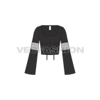 Womens fashion top flat sketch, front view