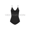 Womens fitness bodysuit flat sketch, front view