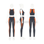 Womens fitness set flat sketch, on croqui