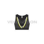 Womens fitness sports top flat sketch, front view